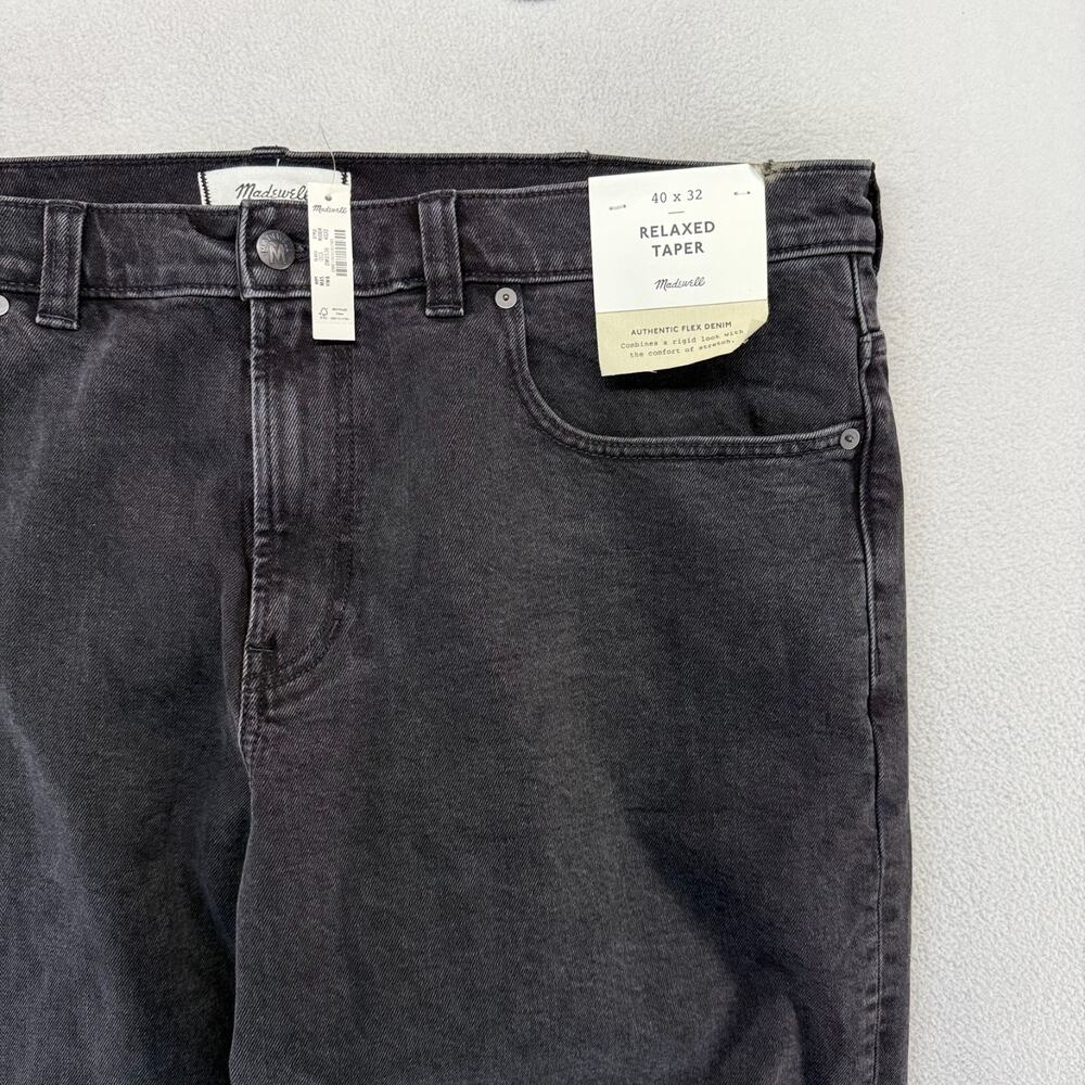 Madewell Jeans Men's 40x32 Black Relaxed Taper Denim 5 Pocket NJ004 Cotton NEW - Picture 2 of 9